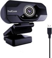 📷 tedgem webcam for laptop usb, pc camera webcam with microphone for streaming, video calling, recording & gaming - compatible with windows, android, linux (black) logo