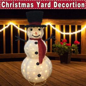 img 3 attached to 🎅 47-Inch Pre-Lit Snowman with Clear Lights - Outdoor Holiday Yard Sculpture Christmas Decor: MINILIFE