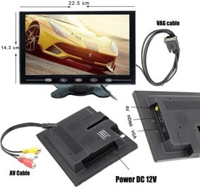 img 1 attached to 9-дюймовый ЖК-монитор Camecho с цветным HD-экраном, HDMI/VGA и пультом дистанционного управления для автомобильной камеры заднего вида, системы видеонаблюдения и домашней безопасности.