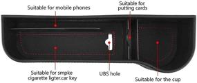 img 3 attached to 🚗 Adrinfly 2 упаковки Органайзер для зазора между передними сиденьями с держателем для кубка - многофункциональная передняя карманная коробка для хранения для мужчин/женщин, боковой органайзер из ПУ для телефонов - автомобильные аксессуары для салона