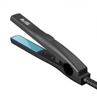 🧳 travel-sized 0.5 inch mini flat iron for short hair - tourmaline ceramic small hair straightener, lightweight and portable for effective travel use, in sleek black logo