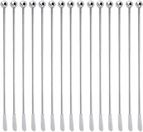 img 4 attached to ☕🍴 15-Pack of Stainless Steel Coffee Beverage Stirrers with Small Rectangular Paddles for Swizzle Stick Drinks