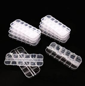 img 4 attached to 📦 Tueascallk 10 Pcs 12-Slot Clear Plastic Storage Box for Diamond Painting Beads, Jewelry, Handmade Accessories, Fish Hook Accessories, 5"(L) x 2"(W) x 0.45"(H)