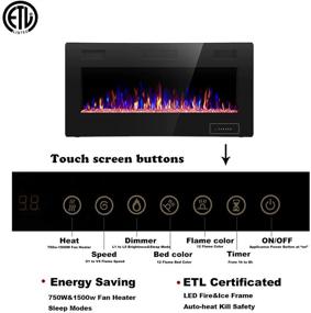 img 1 attached to 🔥 R.W.FLAME 36" Recessed & Wall Mounted Electric Fireplace - Ultra Thin, Low Noise, Fits 2 x 4 and 2 x 6 Studs - Remote Control with Timer, Touch Screen, Adjustable Flame Color & Speed