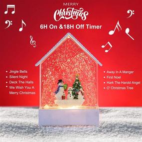 img 3 attached to Enhance Your Christmas Décor with Elegear Battery Operated & USB Powered Musical Snowman Snow Globe - 6 Hours Timer, 8 Songs, & Swirling Water Glitter!