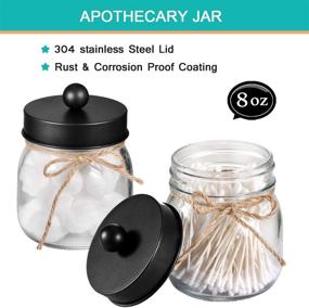 img 1 attached to 🏺 SheeChung Mason Jar Bathroom Accessories Set - 8 Pieces - Foaming Soap Dispenser, Toothbrush Holder, 2 Apothecary Jars, Flower Vase, Soap Dish, Vanity Tray, Toilet Paper Holder Storage Bin - Vintage Farmhouse Decor in Black