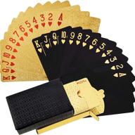 ♠️ waterproof plastic pet poker cards: 2 decks playing card set for family game party - novelty poker game tools in black and gold логотип