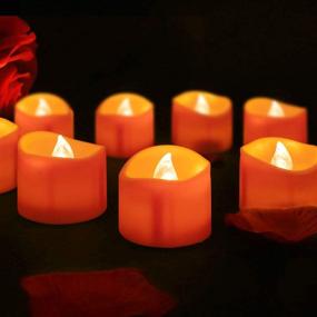 img 1 attached to 🎃 Beichi 24 Pack Halloween Tea Lights, Realistic Flameless Orange Tealights, Battery Operated Candles for Halloween and Fall Decorations