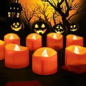 img 4 attached to 🎃 Beichi 24 Pack Halloween Tea Lights, Realistic Flameless Orange Tealights, Battery Operated Candles for Halloween and Fall Decorations