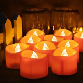 img 3 attached to 🎃 Beichi 24 Pack Halloween Tea Lights, Realistic Flameless Orange Tealights, Battery Operated Candles for Halloween and Fall Decorations