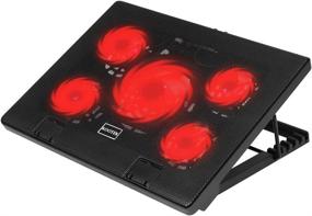 img 4 attached to 🖥️ Kootek Laptop Cooling Pad, 12-17 Inch Laptop Cooler Pad Chill Mat with 5 Quiet Fans, Adjustable Height Stand, Dual USB Ports, Red LED Lights