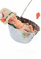 👶 baby photography prop set: crochet fishing fisherman hat, fish hat diaper, and shoes by pinbo logo