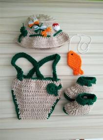 img 1 attached to 👶 Baby Photography Prop Set: Crochet Fishing Fisherman Hat, Fish Hat Diaper, and Shoes by Pinbo