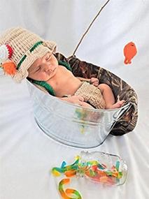 img 3 attached to 👶 Baby Photography Prop Set: Crochet Fishing Fisherman Hat, Fish Hat Diaper, and Shoes by Pinbo