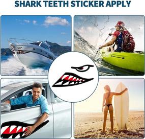 img 1 attached to 🦈 Eye-Catching Reflection: 4-Piece Shark Teeth Waterproof Decals for Car, Kayak, Canoe, Fishing Boat, and Truck Decoration