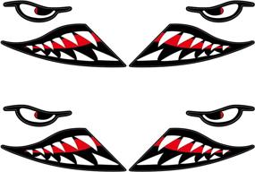 img 4 attached to 🦈 Eye-Catching Reflection: 4-Piece Shark Teeth Waterproof Decals for Car, Kayak, Canoe, Fishing Boat, and Truck Decoration