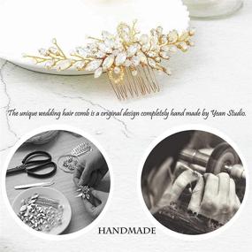 img 2 attached to 💍 Yean Wedding Hair Comb: Stunning Rhinestone Opal Crystal Vintage Hair Clips for Brides and Bridesmaids (Gold)