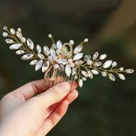 💍 yean wedding hair comb: stunning rhinestone opal crystal vintage hair clips for brides and bridesmaids (gold) logo