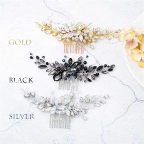 img 3 attached to 💍 Yean Wedding Hair Comb: Stunning Rhinestone Opal Crystal Vintage Hair Clips for Brides and Bridesmaids (Gold)