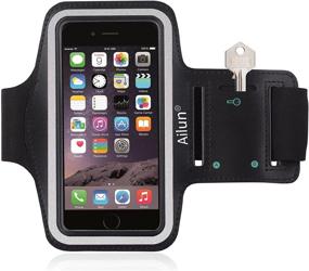 img 4 attached to 📱 Ultra-Lightweight Ailun Phone Armband: Compatible with iPhone X/Xs/XR/Xs Max | Sport Scratch Resistant Material | Sweat Resistant | Dual Arm Size Slots | Slim Design | Key Pocket with Headphone Ports | Black