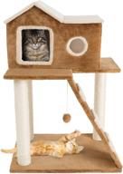 🐱 ultimate interactive 3 tier cat tree- plush multilevel cat tower with scratching posts, climbing ladder, cat condo and hanging toy for cats and kittens by petmaker (34.5â”)+ logo