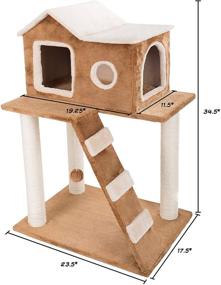 img 3 attached to 🐱 Ultimate Interactive 3 Tier Cat Tree- Plush Multilevel Cat Tower with Scratching Posts, Climbing Ladder, Cat Condo and Hanging Toy for Cats and Kittens By PETMAKER (34.5Â”)+