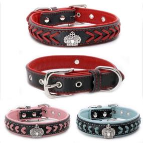 img 2 attached to Dogs Kingdom Genuine Leather Rope Braided Dog Collar with Crown Decoration - Adjustable Length for Small to Medium Dogs