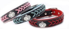 img 1 attached to Dogs Kingdom Genuine Leather Rope Braided Dog Collar with Crown Decoration - Adjustable Length for Small to Medium Dogs