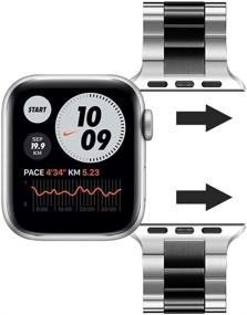 img 1 attached to 💪 Joyozy Upgraded Metal Bands for Apple Watch 38mm/40mm - Black+Silver, Stainless Steel iWatch Bands for Series 7/6/5/4/3/2/1/SE