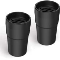 🚗 hm car trash can with lid - vehicle mini garbage trash can with card insert, coin collecting tray, cup holder, & tissue storage box - ideal for car, home, office (2packs, black) logo