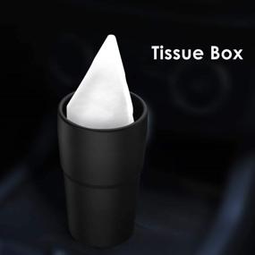 img 2 attached to 🚗 HM Car Trash Can with Lid - Vehicle Mini Garbage Trash Can with Card Insert, Coin Collecting Tray, Cup Holder, & Tissue Storage Box - Ideal for Car, Home, Office (2Packs, Black)