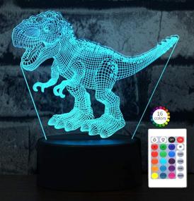 img 4 attached to 🦖 Dinosaur Night Light for Kids: T-rex 3D Illusion Lamp with Touch & Remote Control - 7/16 Colors Changing Dimmable LED Light - Perfect Birthday Gift for 3-8 Year Old Boys