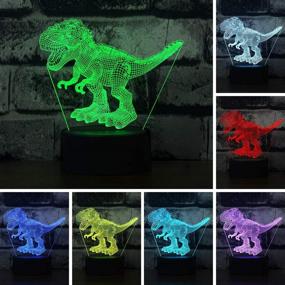 img 3 attached to 🦖 Dinosaur Night Light for Kids: T-rex 3D Illusion Lamp with Touch & Remote Control - 7/16 Colors Changing Dimmable LED Light - Perfect Birthday Gift for 3-8 Year Old Boys