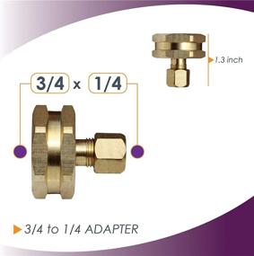 img 2 attached to Converts ¾” GHT Garden Hose Thread Female to 🌼 ¼” Compression Brass Adapter (2 Pack) - Enhanced for SEO