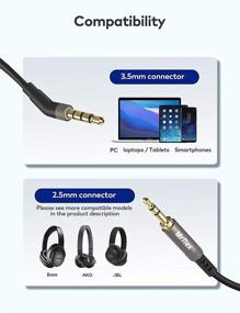 img 3 attached to Rex 3.5 мм - 2.5 мм Aux кабель для наушников Bose QuietComfort 700, QC35II, QC35, QC25 с функцией шумоподавления и Bluetooth-наушников JBL E45BT, E55BT, E65BTNC - провод для замены аудио (1 шт, 5 футов)