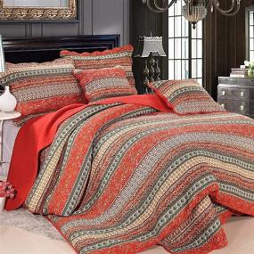 img 4 attached to Classical Patchwork Bedspread Bohemian Comforter