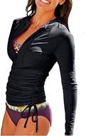 women's 50+ uv sunscreen long sleeve swimsuit top: full coverage jacket wetsuit with zipper logo