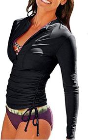 img 4 attached to Women's 50+ UV Sunscreen Long Sleeve Swimsuit Top: Full Coverage Jacket Wetsuit with Zipper