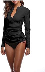 img 3 attached to Women's 50+ UV Sunscreen Long Sleeve Swimsuit Top: Full Coverage Jacket Wetsuit with Zipper