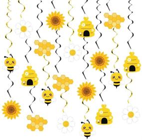 img 4 attached to 🐝 Bee-utifully Buzzing: 20PCS Bumble Bee Hanging Swirl Decorations – Perfect Party Supplies for Kids Birthday, Baby Shower, Gender Reveal & Bee Day Celebration!