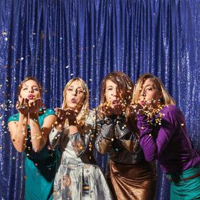 img 1 attached to 📷 SquarePie Sequin Backdrop: Luxurious Navy Blue Satin Photography Background for Wedding Party- 4FT x 7FT