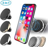 universal magnetic car vent mount with phone ring holder for iphone xs xr 8 x 7 6 6s se 5 5c 5s & android lg samsung galaxy - sterling silver (360° kickstand) logo