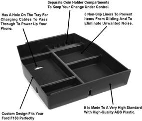 img 3 attached to 🚗 Lebogner F150 Center Console Storage Tray - Compatible with Ford F150, Armrest Console Organizer with 5 Compartments, Coin Holder, Glasses Holder, and Full Tray - Fits Most Models 2015-2021
