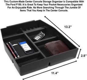 img 2 attached to 🚗 Lebogner F150 Center Console Storage Tray - Compatible with Ford F150, Armrest Console Organizer with 5 Compartments, Coin Holder, Glasses Holder, and Full Tray - Fits Most Models 2015-2021