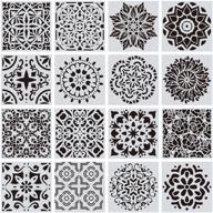 mandala stencil template - reusable painting stencil for home decor, floor, wall, fabric, 🎨 and furniture - set of 16 pieces, laser cut, 6 x 6 inches (model 1) logo