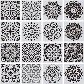 img 4 attached to Mandala Stencil Template - Reusable Painting Stencil for Home Decor, Floor, Wall, Fabric, 🎨 and Furniture - Set of 16 Pieces, Laser Cut, 6 x 6 Inches (Model 1)