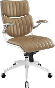 img 3 attached to 🪑 Tan Modway Escape Ribbed Faux Leather Ergonomic Office Chair for Computer Desk