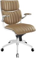 🪑 tan modway escape ribbed faux leather ergonomic office chair for computer desk logo