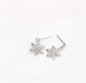 img 3 attached to ❄️ SLUYNZ 925 Sterling Silver Snowflake Stud Earrings with Sparkling CZ for Women and Teen Girls