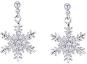 img 4 attached to ❄️ SLUYNZ 925 Sterling Silver Snowflake Stud Earrings with Sparkling CZ for Women and Teen Girls